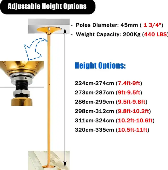 Heavy-Duty Adjustable Dance Pole – Static & Spinning Modes - Photo 3