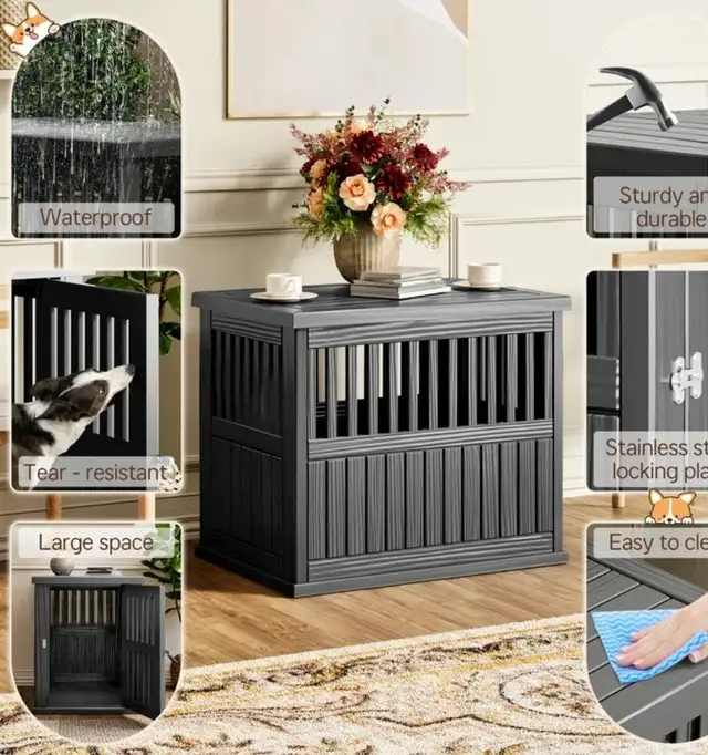 Modern Dog Crate End Table – Decorative Pet Kennel Furniture - Photo 7