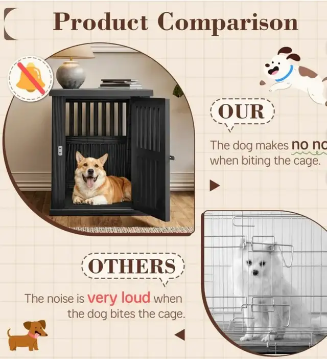 Modern Dog Crate End Table – Decorative Pet Kennel Furniture - Photo 8