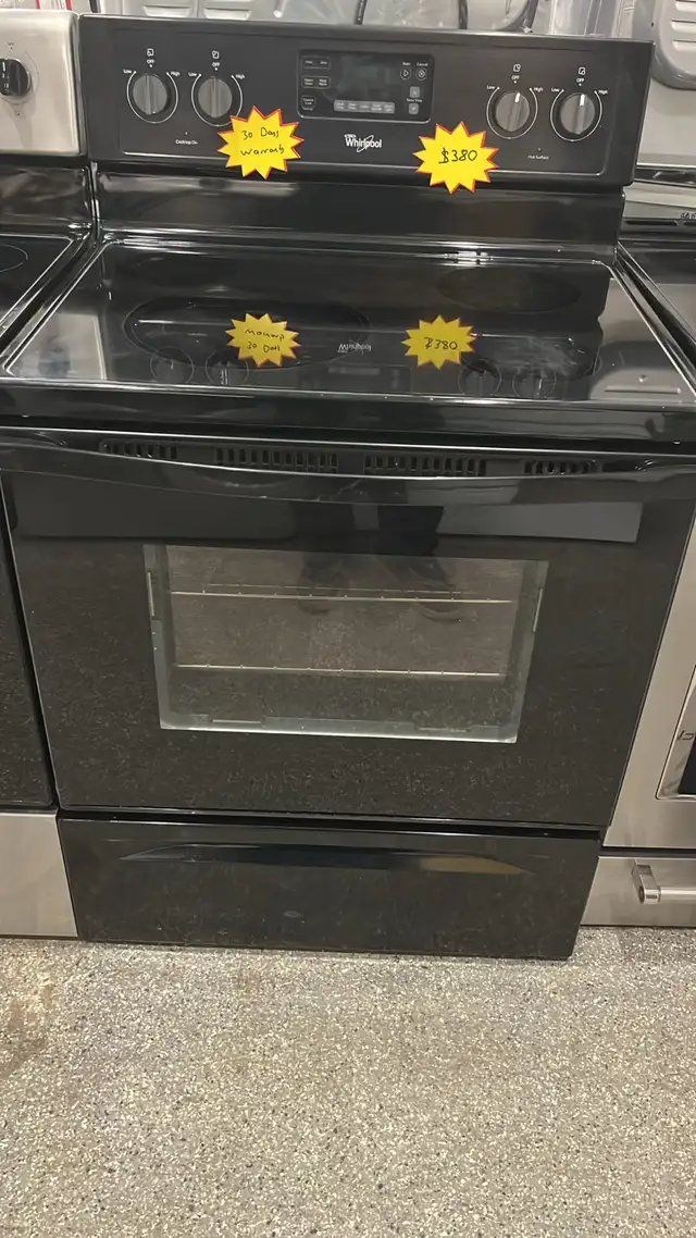 Whirlpool  30" Black Glass Top Stove Fully Tested 30-Day