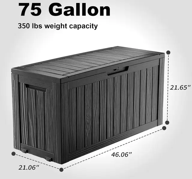 PatioZen 75-Gallon Outdoor Storage Deck Box – Resin - Photo 2