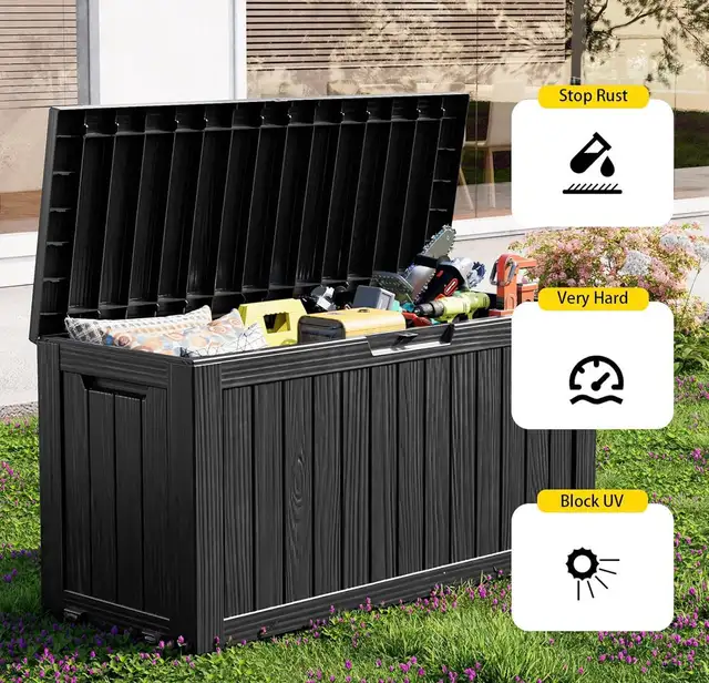 PatioZen 75-Gallon Outdoor Storage Deck Box – Resin - Photo 4