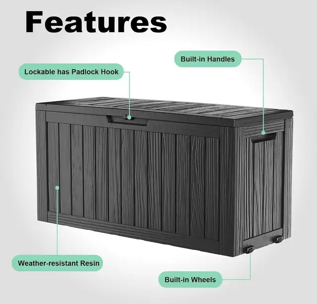 PatioZen 75-Gallon Outdoor Storage Deck Box – Resin - Photo 5