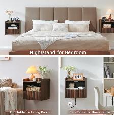 BuildHom Floating Wall-Mounted Nightstands – Walnut  (Set of 2) - Photo 4