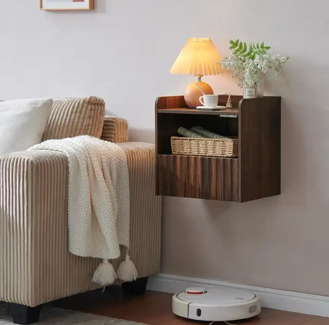 BuildHom Floating Wall-Mounted Nightstands – Walnut  (Set of 2) - Photo 7