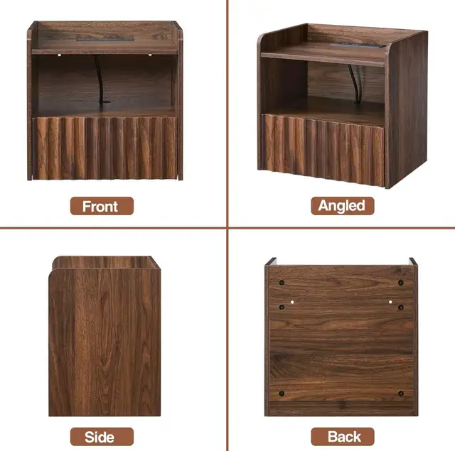 BuildHom Floating Wall-Mounted Nightstands – Walnut  (Set of 2) - Photo 8