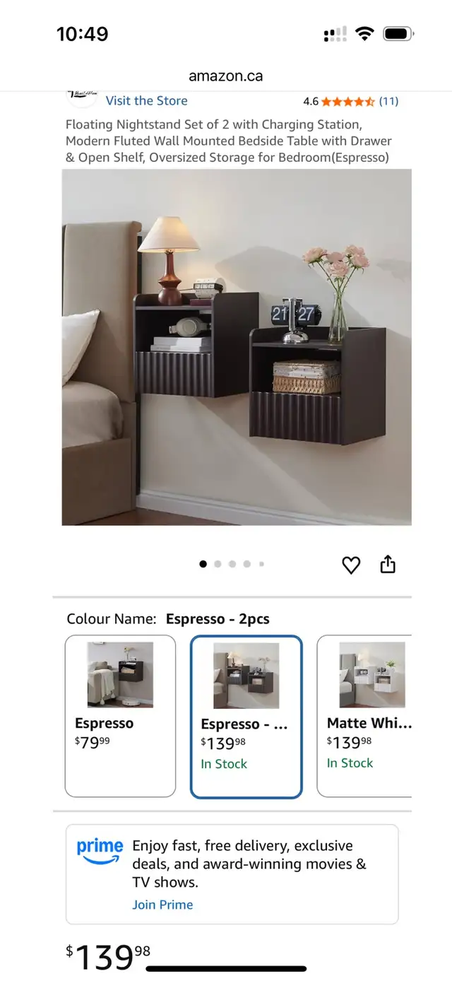 BuildHom Floating Wall-Mounted Nightstands – Walnut  (Set of 2) - Photo 9