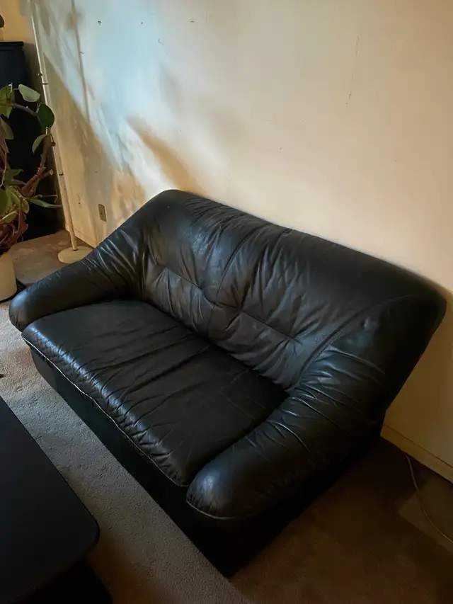 Black Leather Loveseat – Comfortable 2-Seater Sofa
