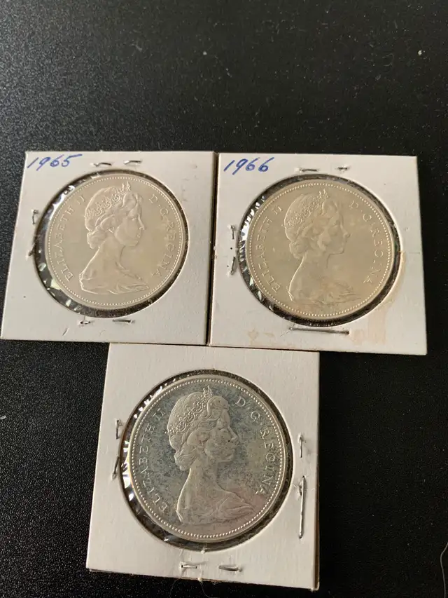 Canadian Silver Dollars 1965, 1966,1967, In excellent condition - Photo 2