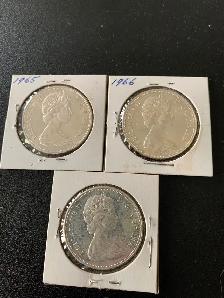 Canadian Silver Dollars 1965, 1966,1967, In excellent condition - Photo 2
