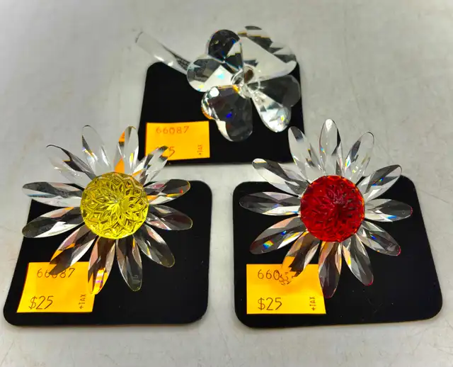 Swarovski Crystal Figurines: Marguerite Daisy & Flower, Clover..