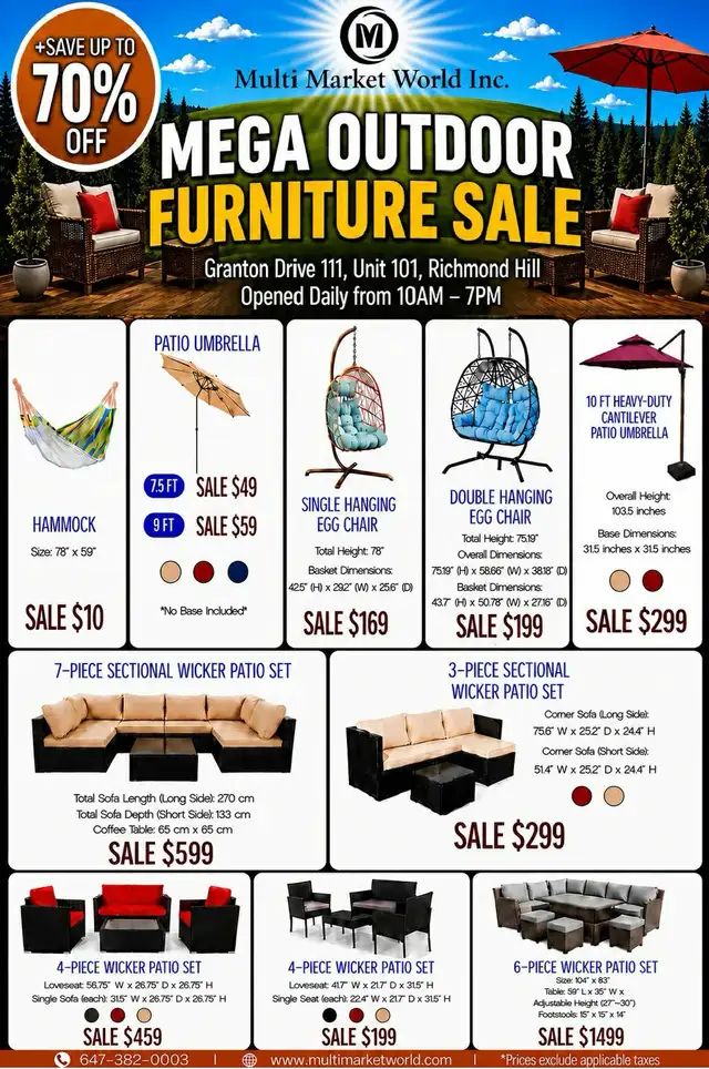 Mega Outdoor Furniture Summer Sale Up To 70% Off