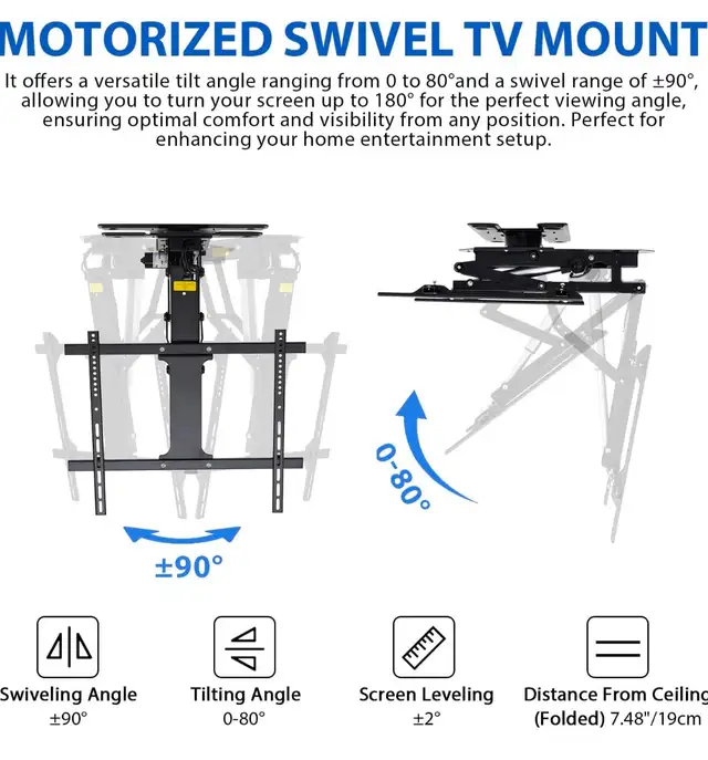 TOPSKY Motorized Ceiling TV Mount – Remote & App Controlled - Photo 4