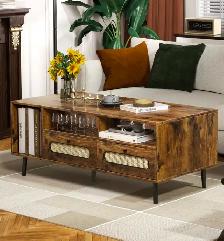 Mid-Century Modern Coffee Table w/ Drawers & Open Shelvi - Photo 2