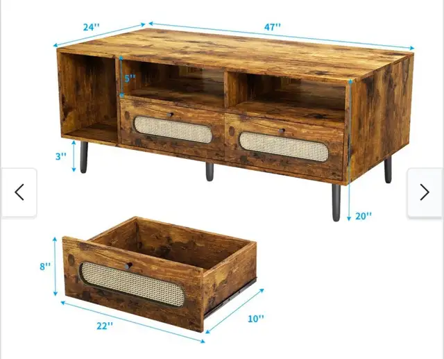 Mid-Century Modern Coffee Table w/ Drawers & Open Shelvi - Photo 5