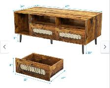 Mid-Century Modern Coffee Table w/ Drawers & Open Shelvi - Photo 5