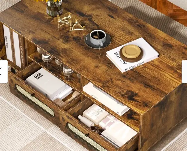 Mid-Century Modern Coffee Table w/ Drawers & Open Shelvi - Photo 6