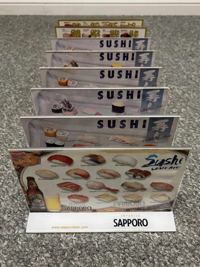 Vintage Japanese Beer Tabletop Sign & Menu Holder – (8pcs)