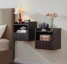 BuildHom Floating Wall-Mounted Nightstands – Espresso (Set