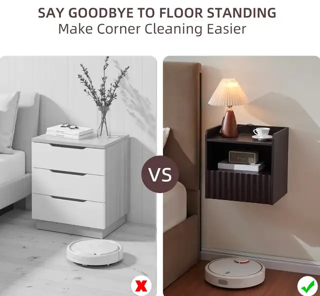 BuildHom Floating Wall-Mounted Nightstands – Espresso (Set - Photo 5