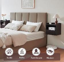 BuildHom Floating Wall-Mounted Nightstands – Espresso (Set - Photo 6