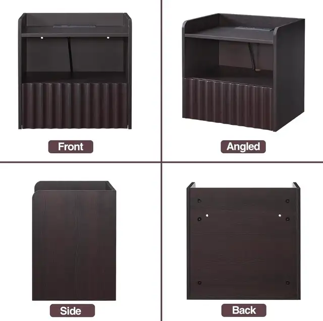 BuildHom Floating Wall-Mounted Nightstands – Espresso (Set - Photo 8