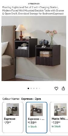 BuildHom Floating Wall-Mounted Nightstands – Espresso (Set - Photo 9