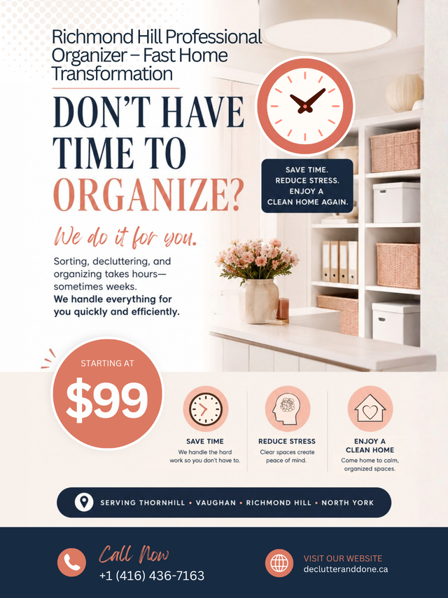 Richmond Hill Professional Organizer: $99