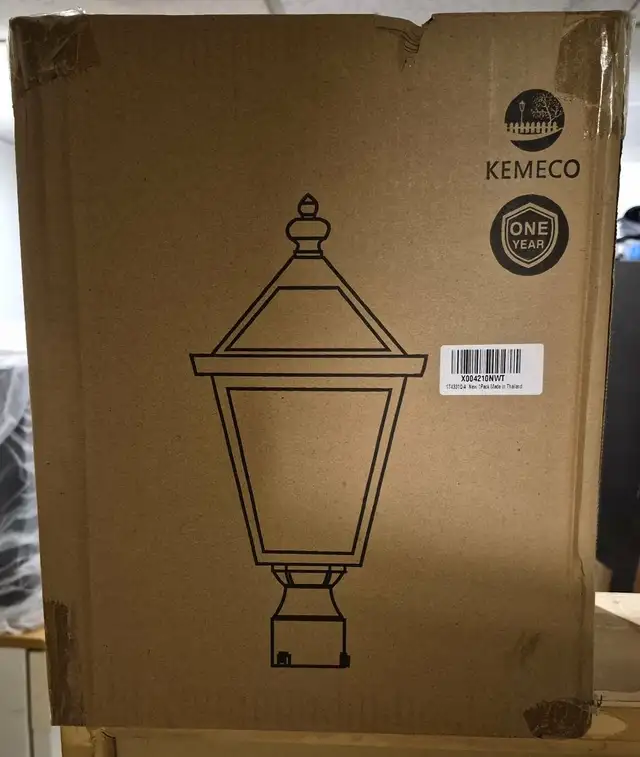 KEMECO SOLAR POST LIGHT – GLASS   METAL – NEW IN BOX – $65 - Photo 3