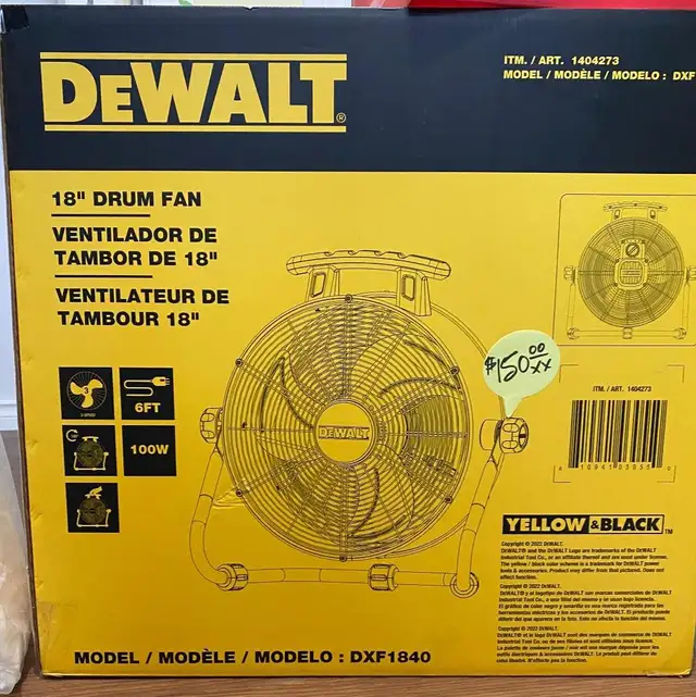 Heavy-duty DeWalt floor Fan,
