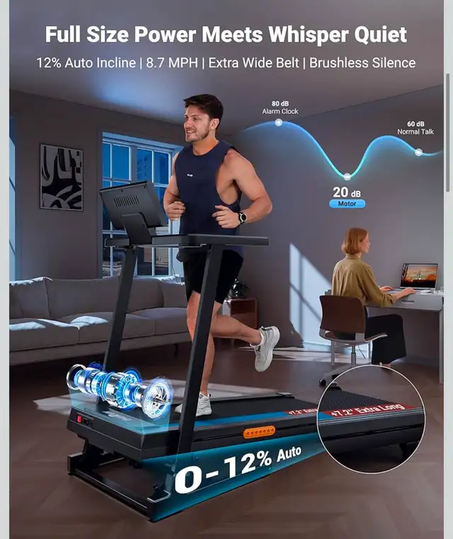 THERUN Auto Incline Folding Treadmill – 3.0 HP Brushless Motor - Photo 2