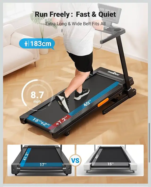 THERUN Auto Incline Folding Treadmill – 3.0 HP Brushless Motor - Photo 5