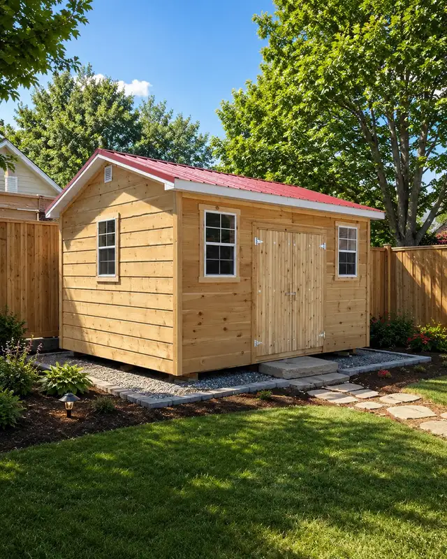 14x16 Storage Shed w/ Pitch Roof, Double Barn Doors & Windows