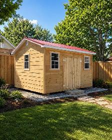 14x16 Storage Shed w/ Pitch Roof, Double Barn Doors & Windows