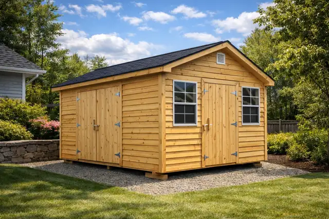 14x16 Storage Shed w/ Pitch Roof, Double Barn Doors & Windows - Photo 3