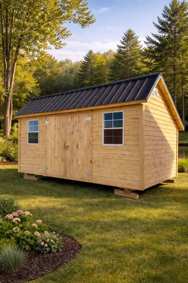 14x16 Storage Shed w/ Pitch Roof, Double Barn Doors & Windows - Photo 6