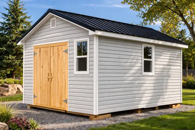 14x16 Storage Shed w/ Pitch Roof, Double Barn Doors & Windows - Photo 7
