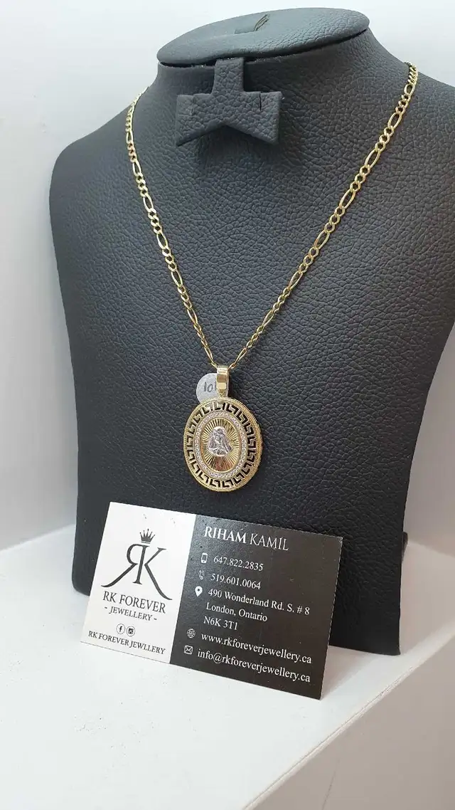 10k yellow gold chain & pendant # 399_12 - Photo 2