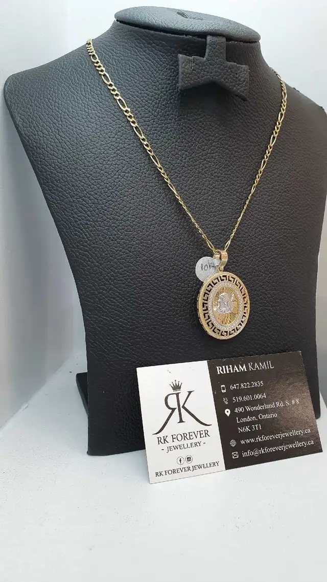 10k yellow gold chain & pendant # 399_12 - Photo 3
