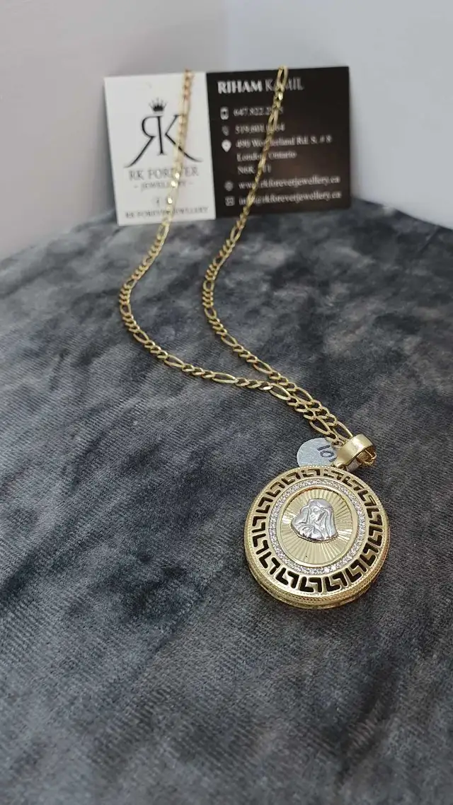 10k yellow gold chain & pendant # 399_12 - Photo 4
