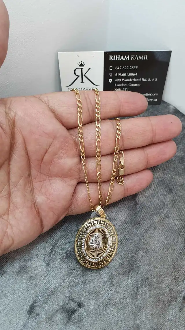 10k yellow gold chain & pendant # 399_12 - Photo 5
