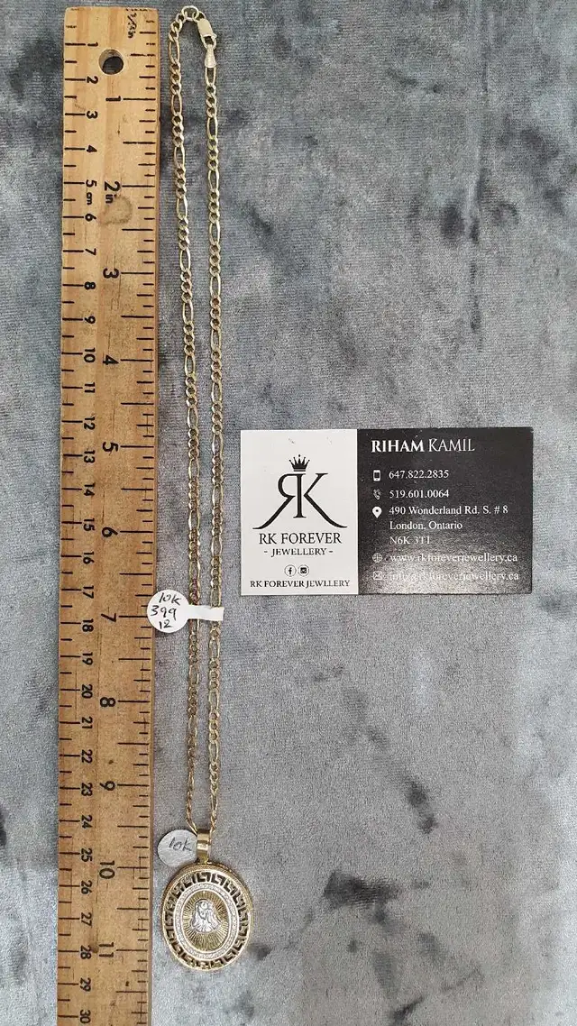 10k yellow gold chain & pendant # 399_12 - Photo 7