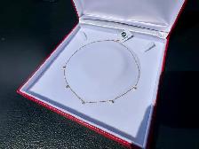 #798 - 14kt Yellow Gold, 16" Rolo Diamond Necklace - New
