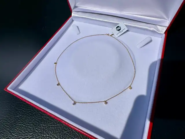 #798 - 14kt Yellow Gold, 16" Rolo Diamond Necklace - New - Photo 2