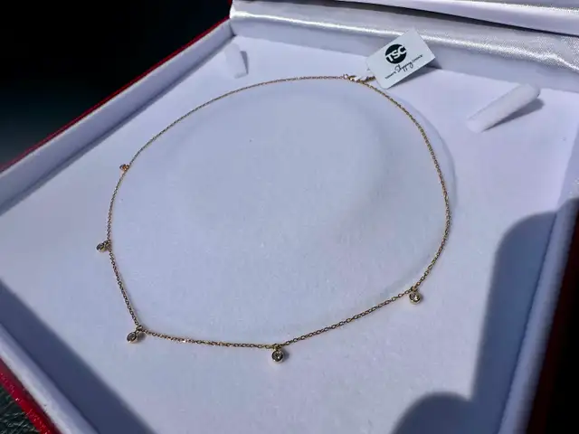 #798 - 14kt Yellow Gold, 16" Rolo Diamond Necklace - New - Photo 3