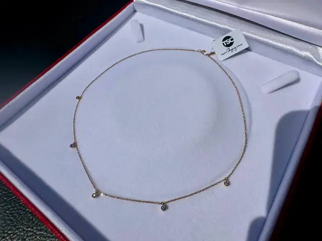 #798 - 14kt Yellow Gold, 16" Rolo Diamond Necklace - New - Photo 4