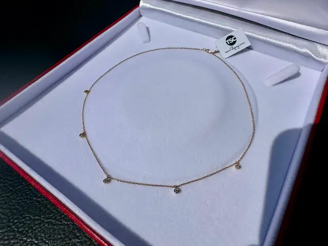 #798 - 14kt Yellow Gold, 16" Rolo Diamond Necklace - New - Photo 5