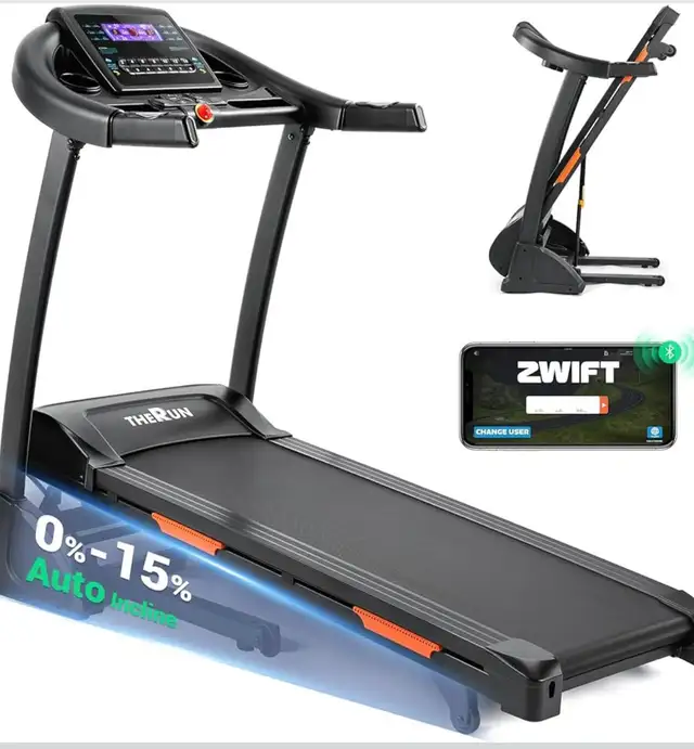 THERUN Foldable Auto Incline Treadmill – 3.5 HP Bluetooth