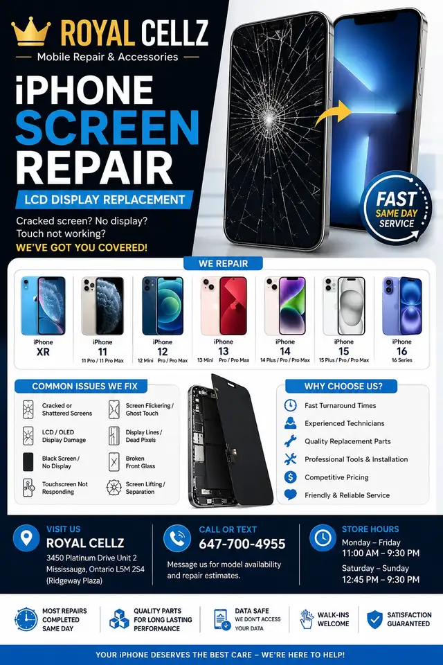 WE FIX ALL IPHONES CRACKED DISPLAY DAMAGED LCD BROKEN SCREEN
