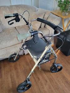 Déambulateur ajustable, avec siège et panier